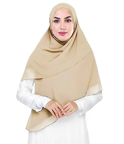 Lina & Lily Premium Chiffon Damen Muslim Hijab Kopftuch Schal Quadrat 145 x 145cm (Beige) von Lina & Lily