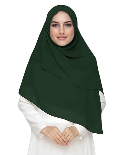 Lina & Lily Premium Chiffon Damen Muslim Hijab Kopftuch Schal Quadrat 145 x 145cm (Dunkelgrün) von Lina & Lily