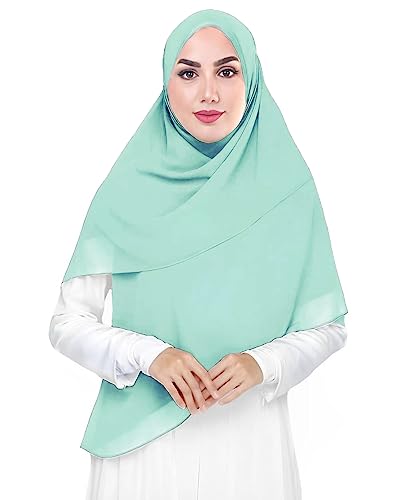 Lina & Lily Premium Chiffon Damen Muslim Hijab Kopftuch Schal Quadrat 145 x 145cm (Türkis) von Lina & Lily
