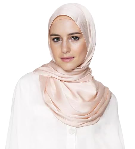 Lina & Lily Satin Hijab Kopftuch Schal für Muslimische Frauen in Knitteroptik (Hellrosa) von Lina & Lily
