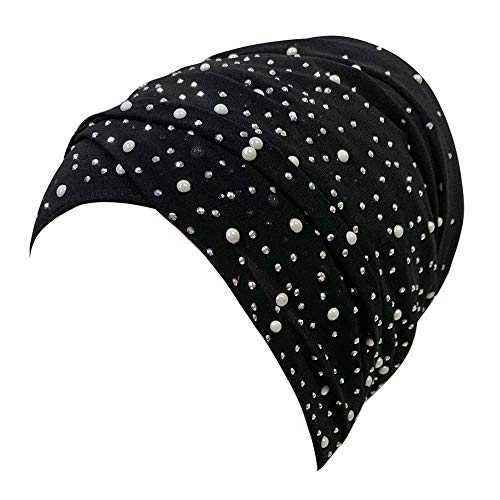 Lina & Lily Sparkle Chiffon Hijab Schal Kopf Turban Stirnband mit silbernen Strasssteinen (Schwarz) von Lina & Lily