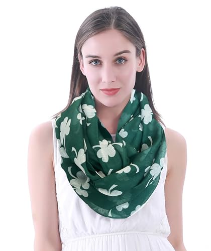 Lina & Lily St Patricks Day Irisch Kleeblatt Klee Damen Loop Schal Schlauchschal (Grün & Weiß) von Lina & Lily