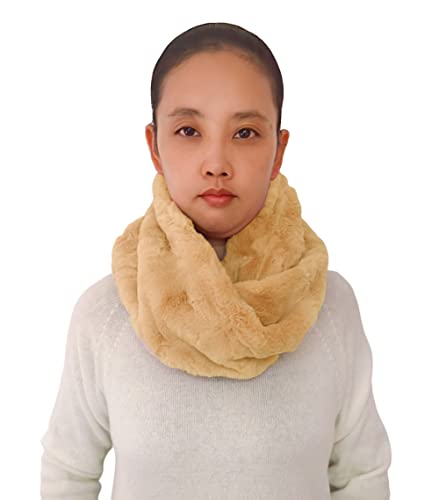 Lina & Lily Winter Loop Schal Snood Damen aus Kunstpelz (Beige) von Lina & Lily