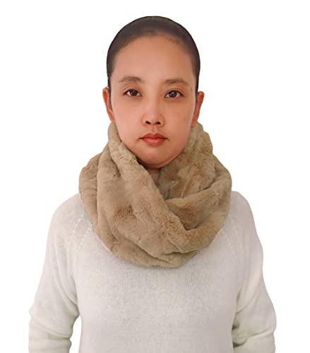 Lina & Lily Winter Loop Schal Snood Damen aus Kunstpelz (Khaki) von Lina & Lily