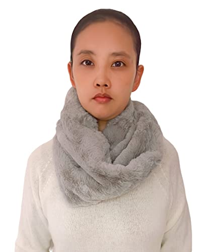 Lina & Lily Winter Loop Schal Snood Damen aus Kunstpelz (Hellgrau) von Lina & Lily