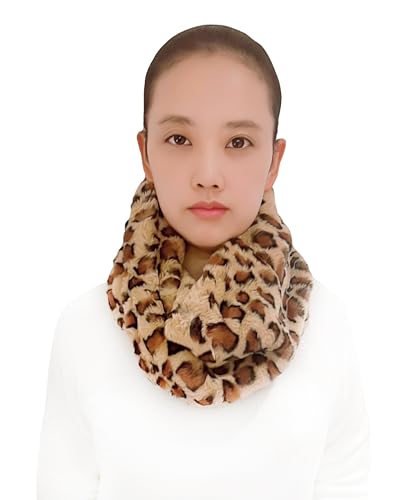 Lina & Lily Winter Loop Schal Snood Damen aus Kunstpelz (Leopard Braun) von Lina & Lily