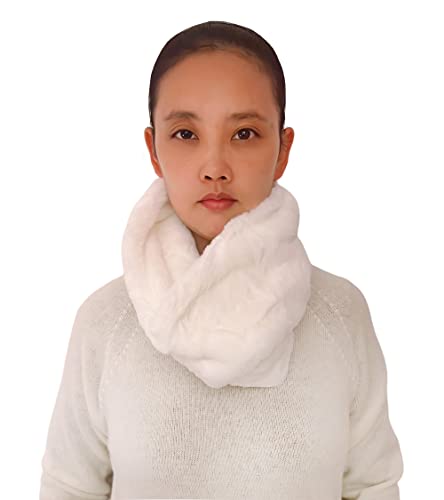 Lina & Lily Winter Loop Schal Snood Damen aus Kunstpelz (Weiß) von Lina & Lily