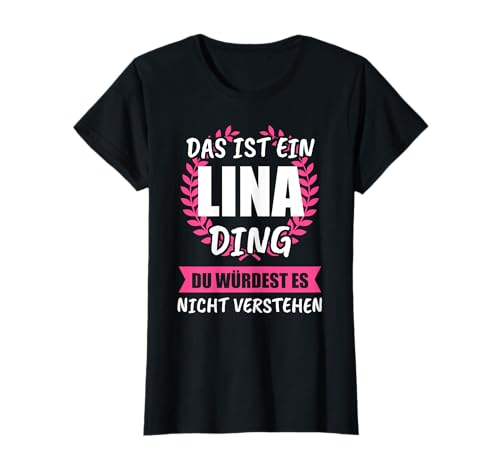 Lina & Namen Geschenke Damen T-Shirt Schwarz S Klassisch Kurzarm Geburtstag von Lina & Namen Geschenke