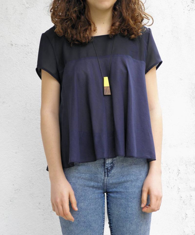 Handgemachte Baumwolle Blaue Bluse, Sommerblaues Top Aus Und Chiffon, Damen Lockere Bluse von LinaPinAccessories