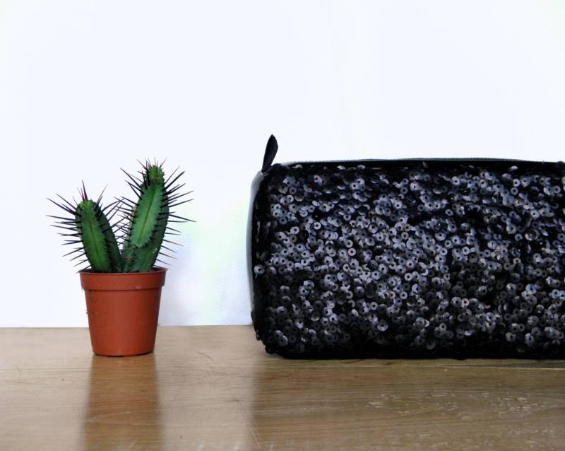 Schwarze Pailletten Clutch, Glitzer Abendtasche, Hochzeit Party Brautjungfer Geschenk, Abendtasche von LinaPinAccessories