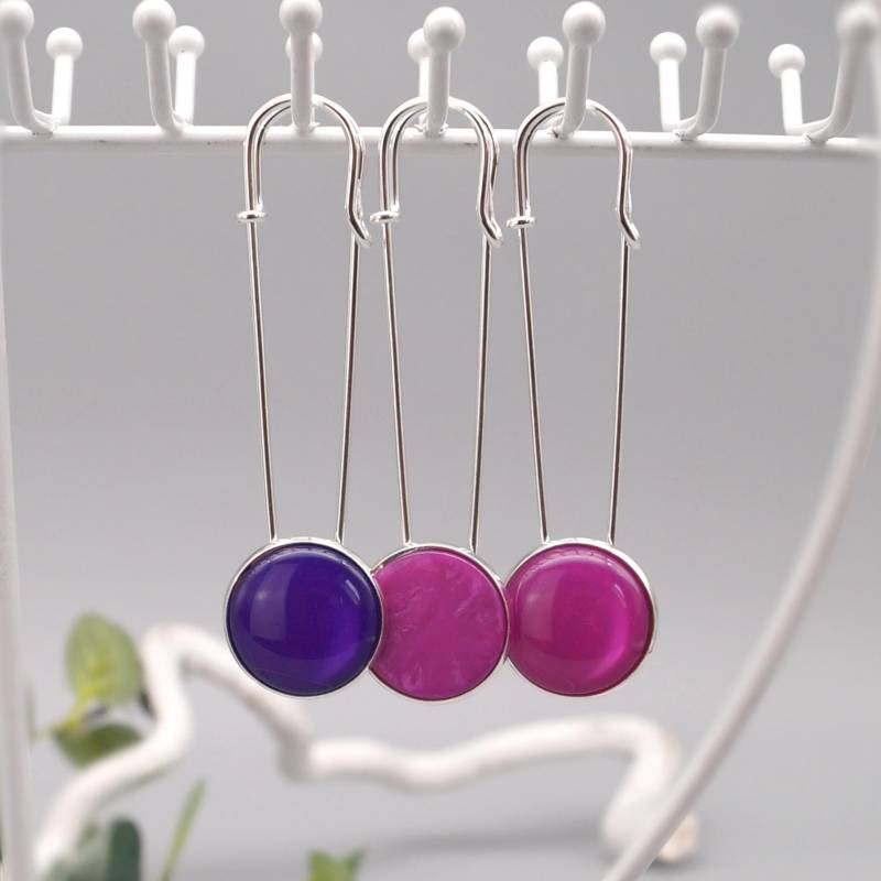 Jackennadel Mit Polaris Cabochon in Silber Pink Lila Schalnadel Tuchnadel Kiltnadel Schmucknadel Brosche Auswahl von LinalandDesign