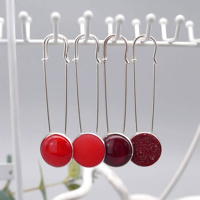 Jackennadel Mit Polaris Cabochon in Silber Rot Bordeaux Schalnadel Tuchnadel Kiltnadel Schmucknadel Brosche Auswahl von LinalandDesign