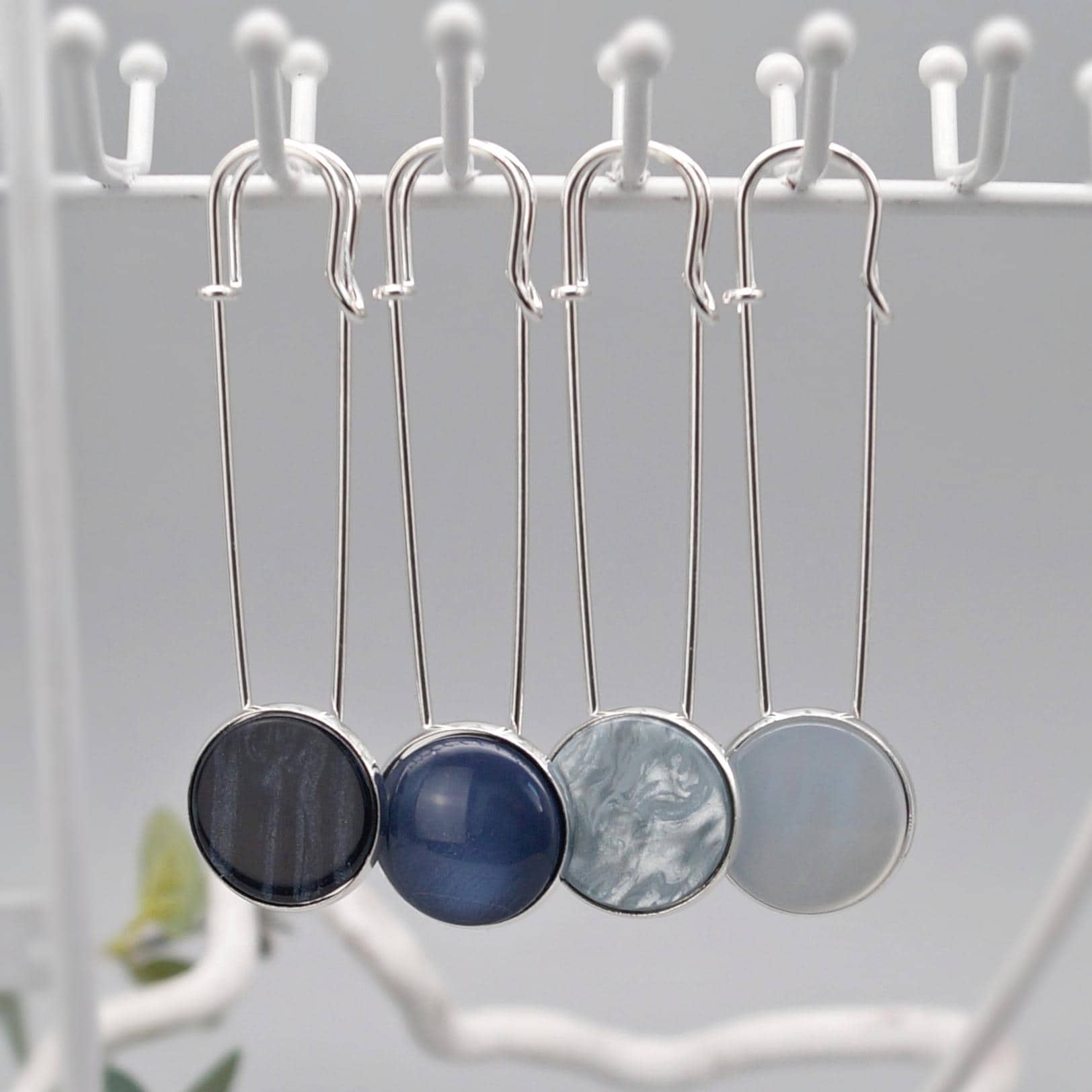 Jackennadel Polaris Schalnadel Tuchnadel Kiltnadel Schmucknadel Brosche Silber Blau Auswahl von LinalandDesign