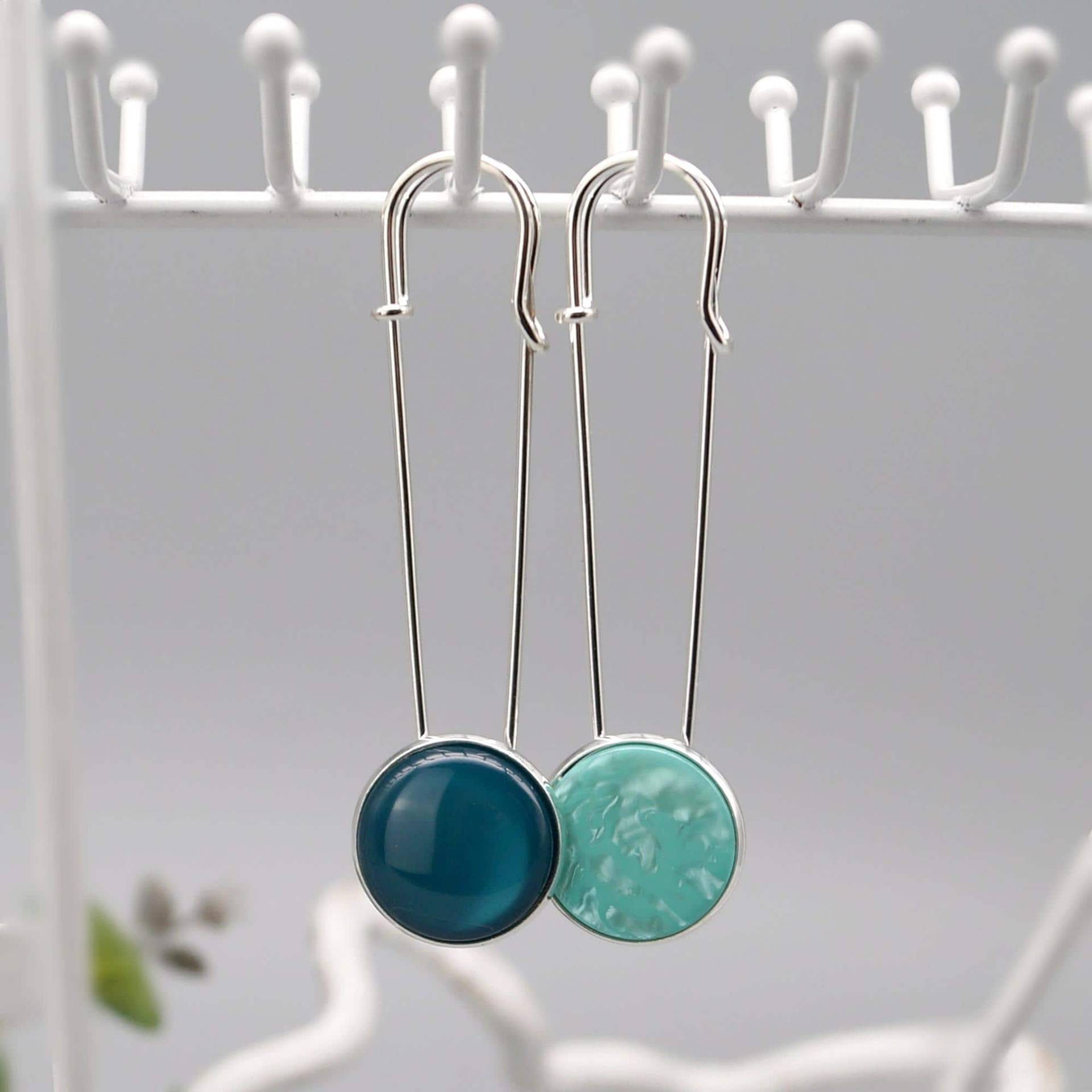 Jackennadel Polaris Schalnadel Tuchnadel Kiltnadel Schmucknadel Brosche Silber Türkis Aqua Auswahl von LinalandDesign