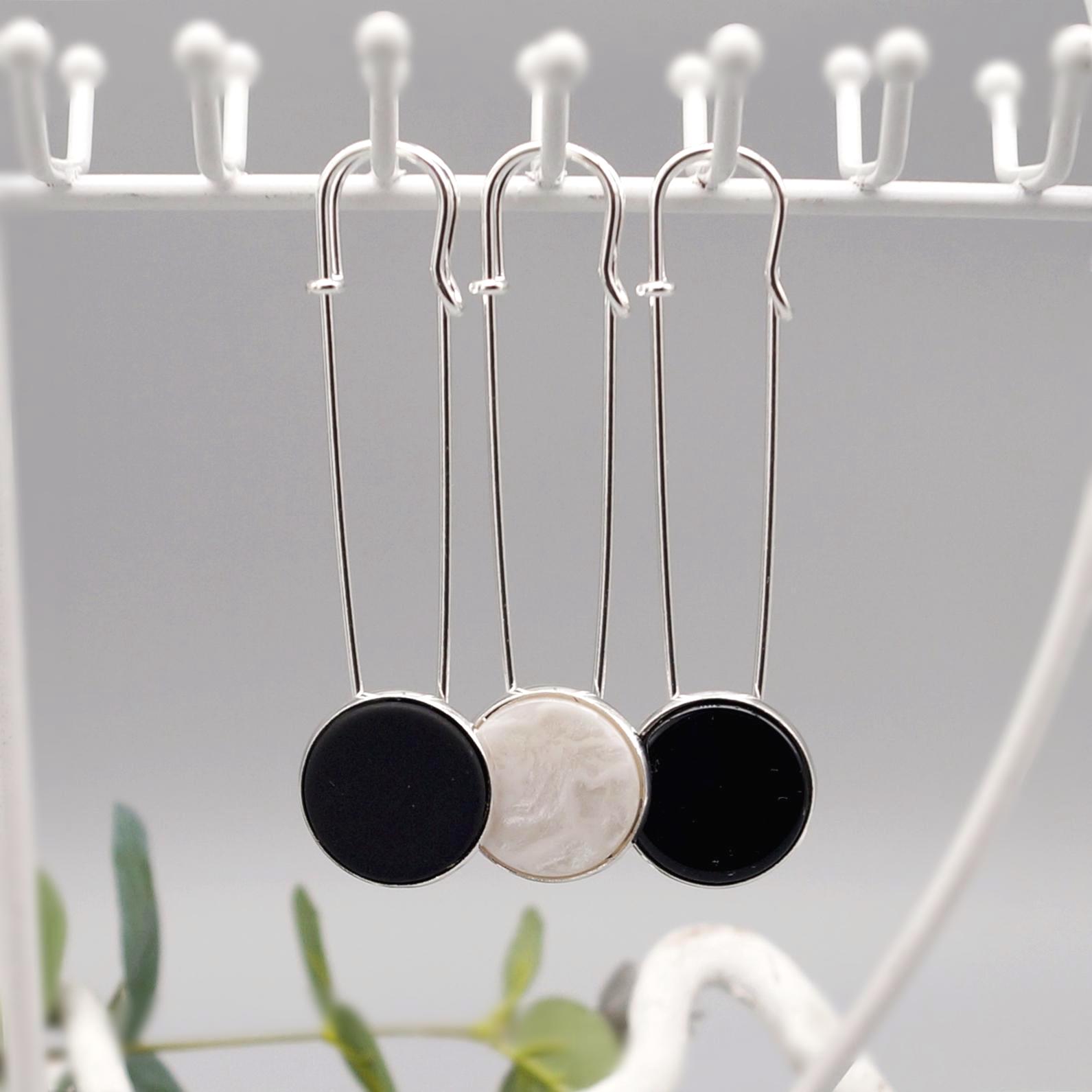 Tuchnadel Jackennadel Polaris Schalnadel Kiltnadel Schmucknadel Brosche Silber Schwarz Weiß Auswahl von LinalandDesign