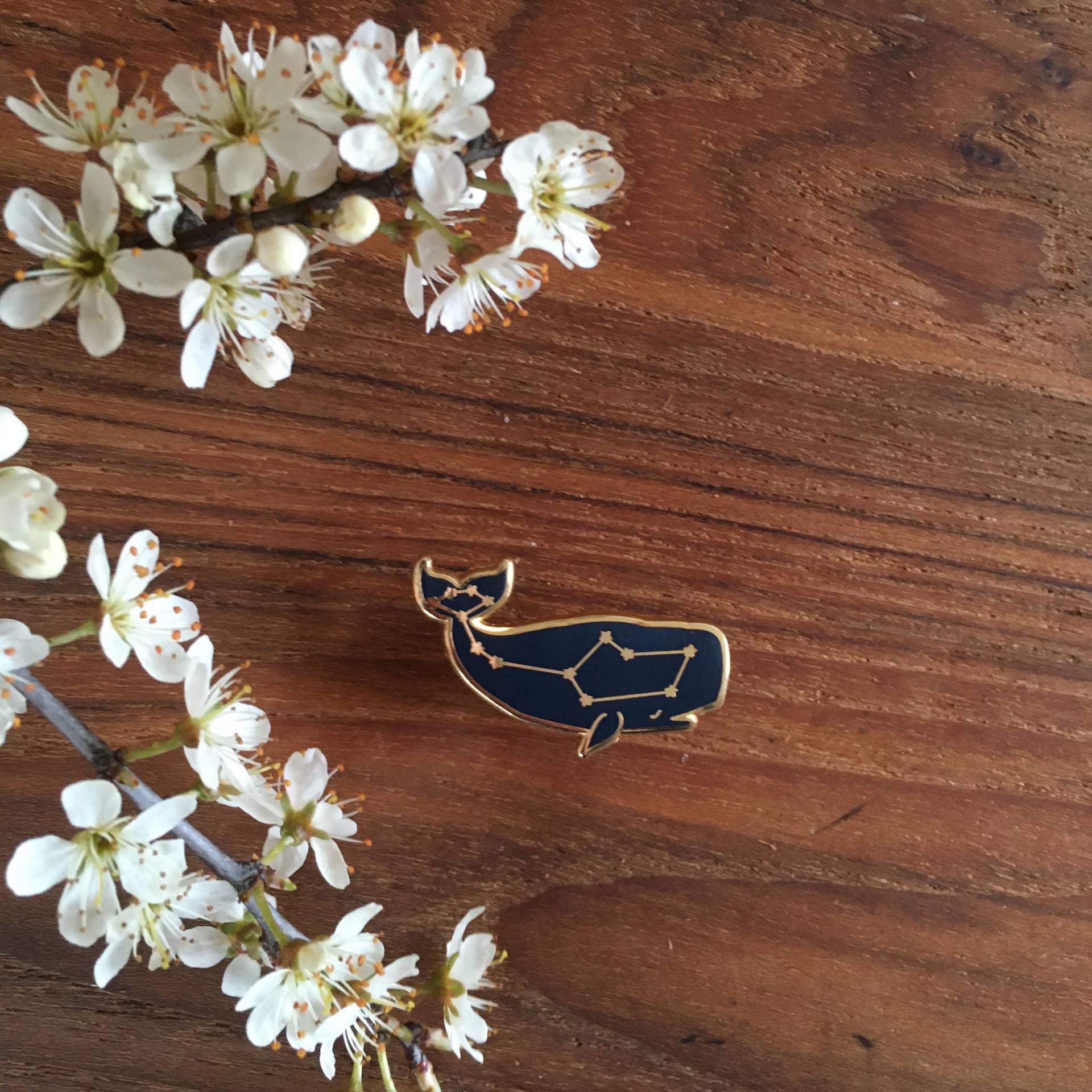 Sternwal Pin, Konstellation, Sternbild, Brosche, Tragbare Kunst, Emaille Pin von Linamakes