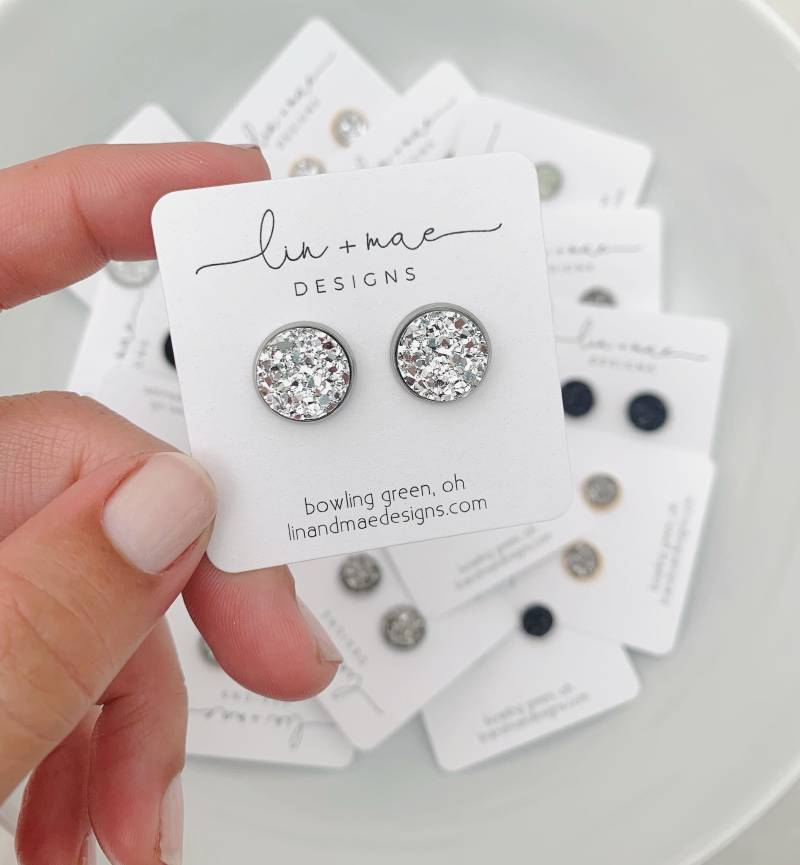 Everyday Collection // Faux Druzy Ohrstecker Handgefertigte Ohrringe Silber + Gold Roségold Schwarz Brautjungfer Ohrringstecker Everyday Collection // Faux Druzy Ohrstecker Handgefertigte Ohrringe Silber + Gold Roségold Schwarz Brautjungfer Ohrringstecker von LinandMaeDesigns