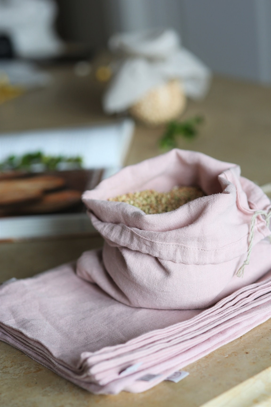 Blush Rosa Leinen Wiederverwendbare Tasche. Einkaufstasche. Brotbeutel. Zero Waste Blush Rosa Leinen Wiederverwendbare Tasche. Einkaufstasche. Brotbeutel. Zero Waste von LinaraArt