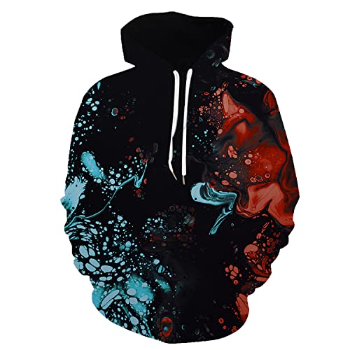 Linarun 3D Hoodie Kapuzenpullover mit Tasche Herren Damen Bunte Druck Herbst Langarm Kordelzug Pullover Kapuzenpullover Sport Kapuze Kleidung von Linarun