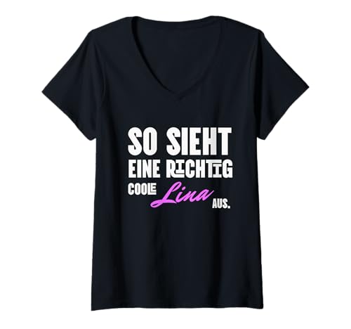 Damen Lina Name Linas Vorname Geschenkideen Lienchen Sprüche Lina T-Shirt mit V-Ausschnitt Damen Lina Name Linas Vorname Geschenkideen Lienchen Sprüche Lina T-Shirt mit V-Ausschnitt von Linas Vorname Geschenkideen Lienchen Sprüche Lina