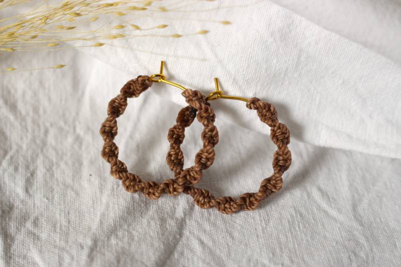 Boho Ohrringe "Pisa" | Creolen Mit Makramee Makrameeschmuck Bunte Kreolen von LinasLustigerLaden