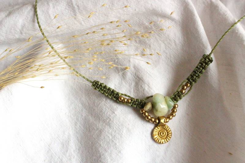 Makrameekette "Ambato" | Kette Mit Edelsteinen Sonnenanhänger An Verstellbare von LinasLustigerLaden