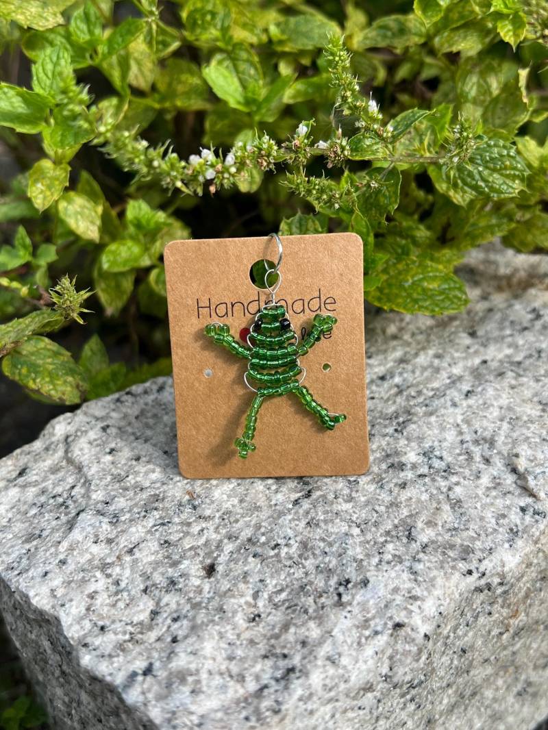 Handgefertigte Perlenschlüsselanhänger, Frosch, Papagei, Marienkäfer Mit Oder Ohne Edelstahl Anhänger von LinasSelfMadeShop