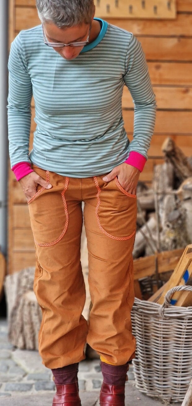 Cord Hose Take It Away Women Lang Kletterhose Damenhose Aus Cord, Ocker Gelb Pumphose, Loose Fit, Cordhose von LinasTraumwerkstatt