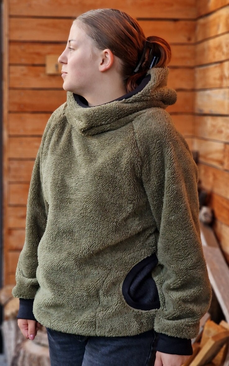 Kuschelhoodie Plüsch Retro Plüschpullover Pullover Kapuzenpullover Für Damen Kuschelig Sweatshirt Kapuze Oversized Soft Warm von LinasTraumwerkstatt