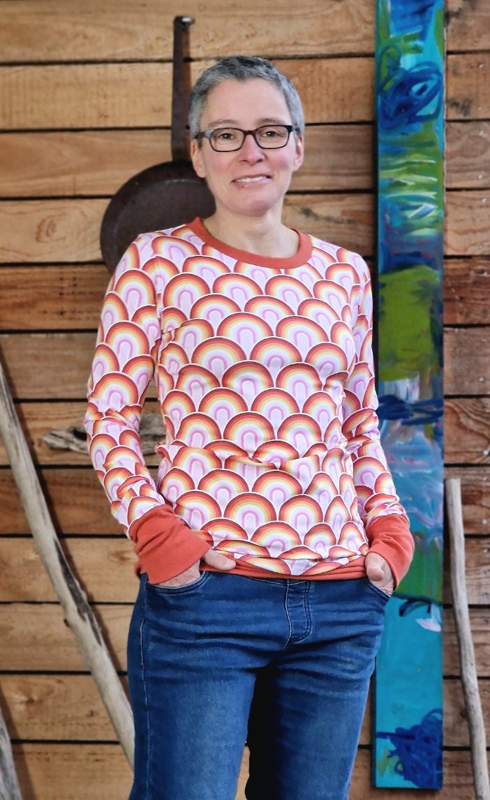 Langarmshirt Hannah Retro Muster , Shirt Für Damen Damenshirt Mit Langem Arm Größe S - Xxl T Shirt. Herziges Motiv von LinasTraumwerkstatt