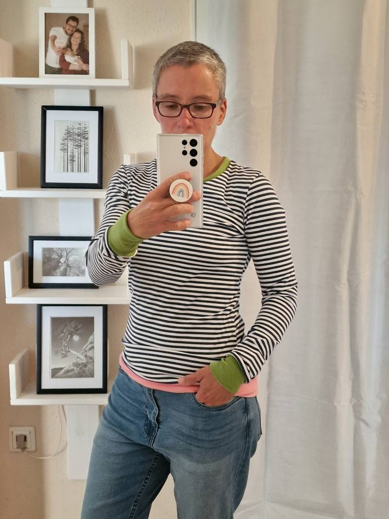 Langarmshirt Hannah Retro Streifen Türkis Stripes, Maritim , Shirt Für Damen Damenshirt Mit Langem Arm Größe S - Xxl Streifenshirt von LinasTraumwerkstatt