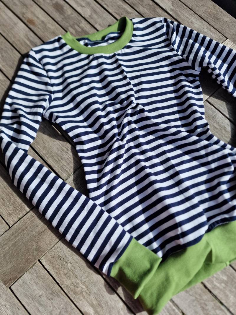 Langarmshirt Hannah Retro Streifen Türkis Stripes, Maritim , Shirt Für Damen Damenshirt Mit Langem Arm Größe S - Xxl Streifenshirt von LinasTraumwerkstatt