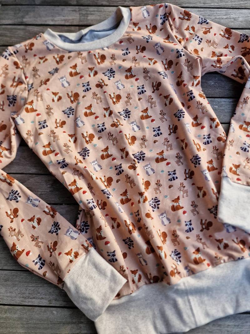 Langarmshirt Hannah Retro Waldtiere Shirt Für Damen Damenshirt Mit Langem Arm Größe S - Xxl T Shirt. Einhorn Motiv von LinasTraumwerkstatt