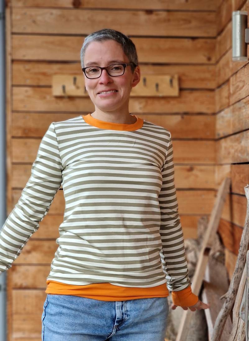 Langarmshirt Hannah Schlichter Pulli Shirt Für Damen Damenshirt Mit Langem Arm Größe S - Xxl T Shirt Ringel Sweater Bündchen von LinasTraumwerkstatt