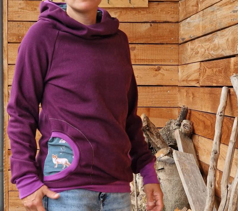 Lt Surfer Pulli Hoodie Retro Pullover Waldtiere Mit Taschen Kapuzenpullover Für Damen Sweater Sweatshirt Pulli Waffeljersey von LinasTraumwerkstatt