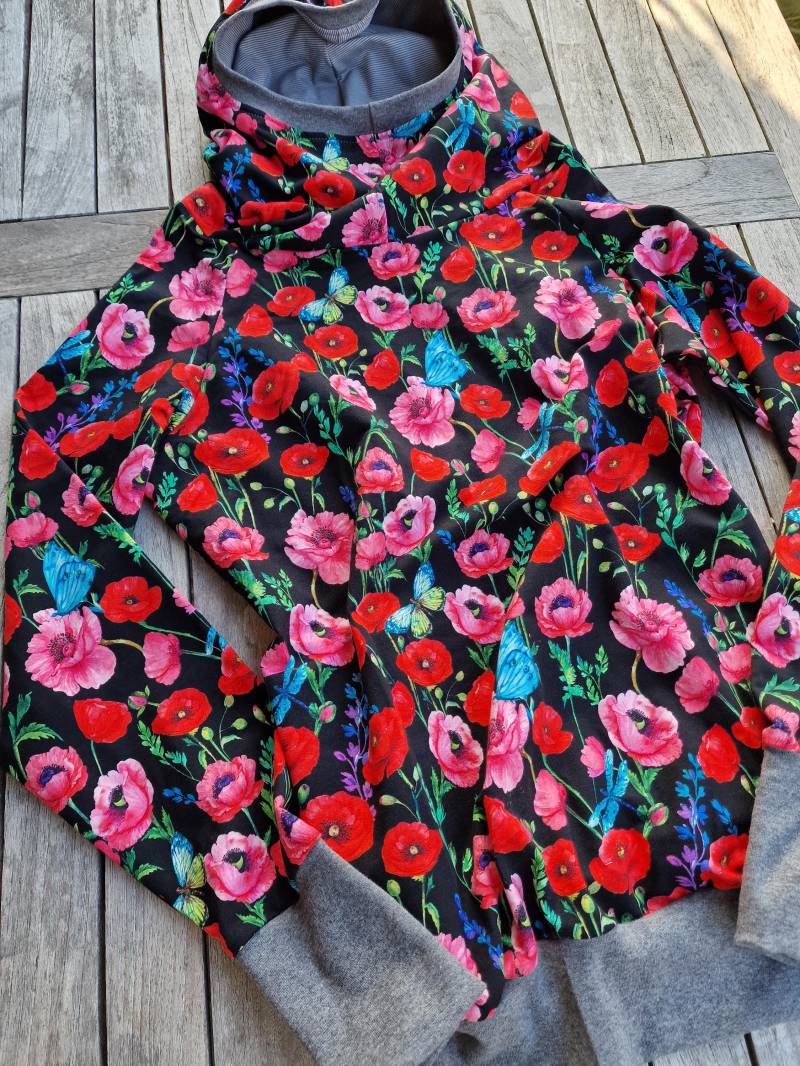 Lt Surfwear Hoodie Paris No4 Pullover Für Damen , Kapuzenpulli, Kuschelpullover, Kapuzenpullover, Pulli Mit Kapuze Damenpullover Blumen von LinasTraumwerkstatt