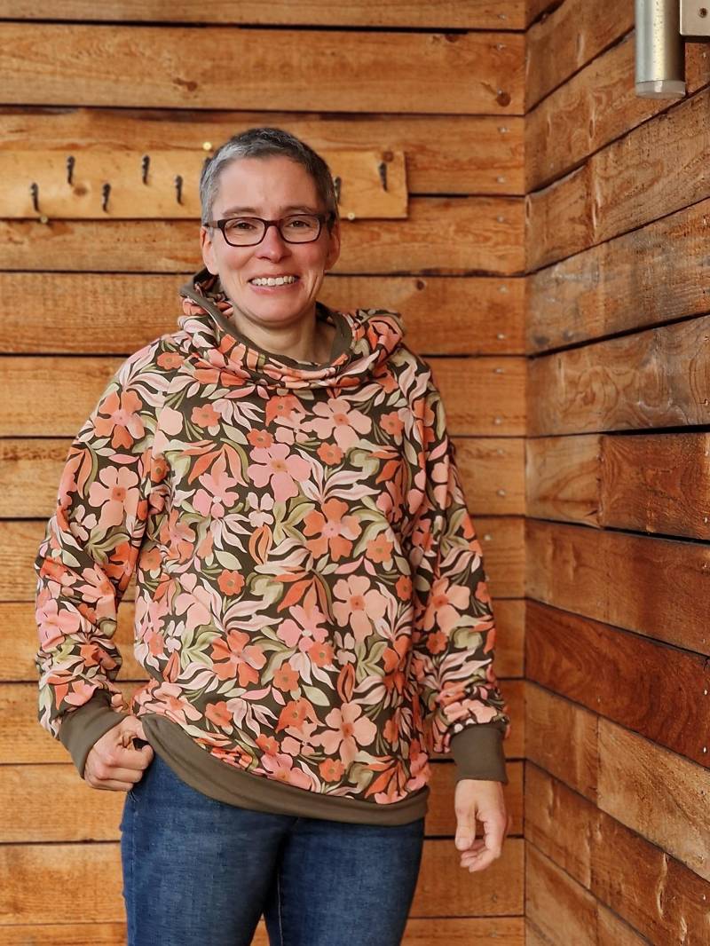 Lt Surfwear Hoodie Retro Blumen Rosen Liebe Pullover Kapuzenpullover Für Damen Sweater Sweatshirt Pulli Lässig Herbst Winter von LinasTraumwerkstatt