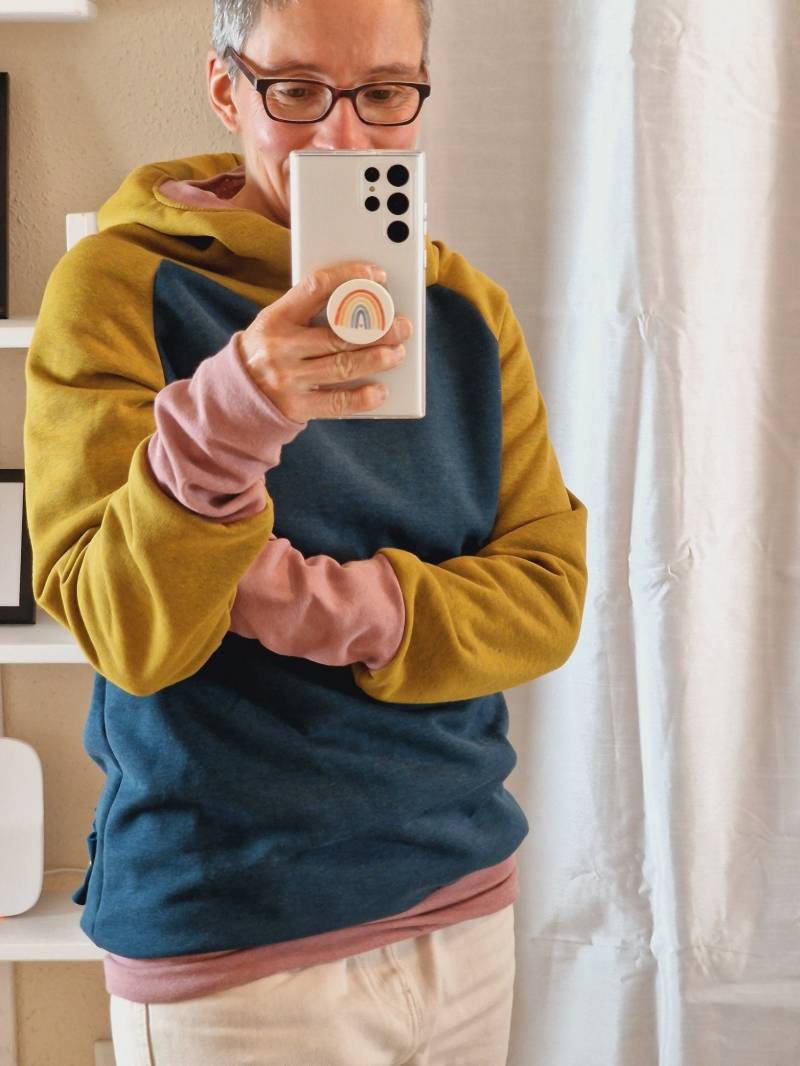 Lt Surfwear Hoodie Retro Colour Block + Liebe Pullover Kapuzenpullover Für Damen Sweater Sweatshirt Pulli Lässig Herbst Winter von LinasTraumwerkstatt