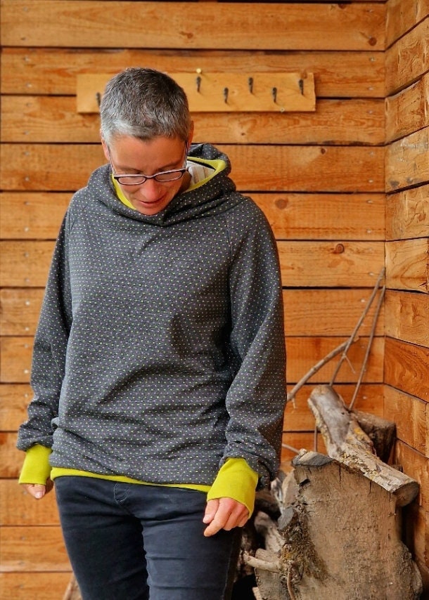 Lt Surfwear Hoodie Retro Pünktchen Grau Kapuzenpullover Für Damen, Pullover, Damenpulli Mit Kapuze S-Fxxl Gemütlicher Pulli, Maritim von LinasTraumwerkstatt