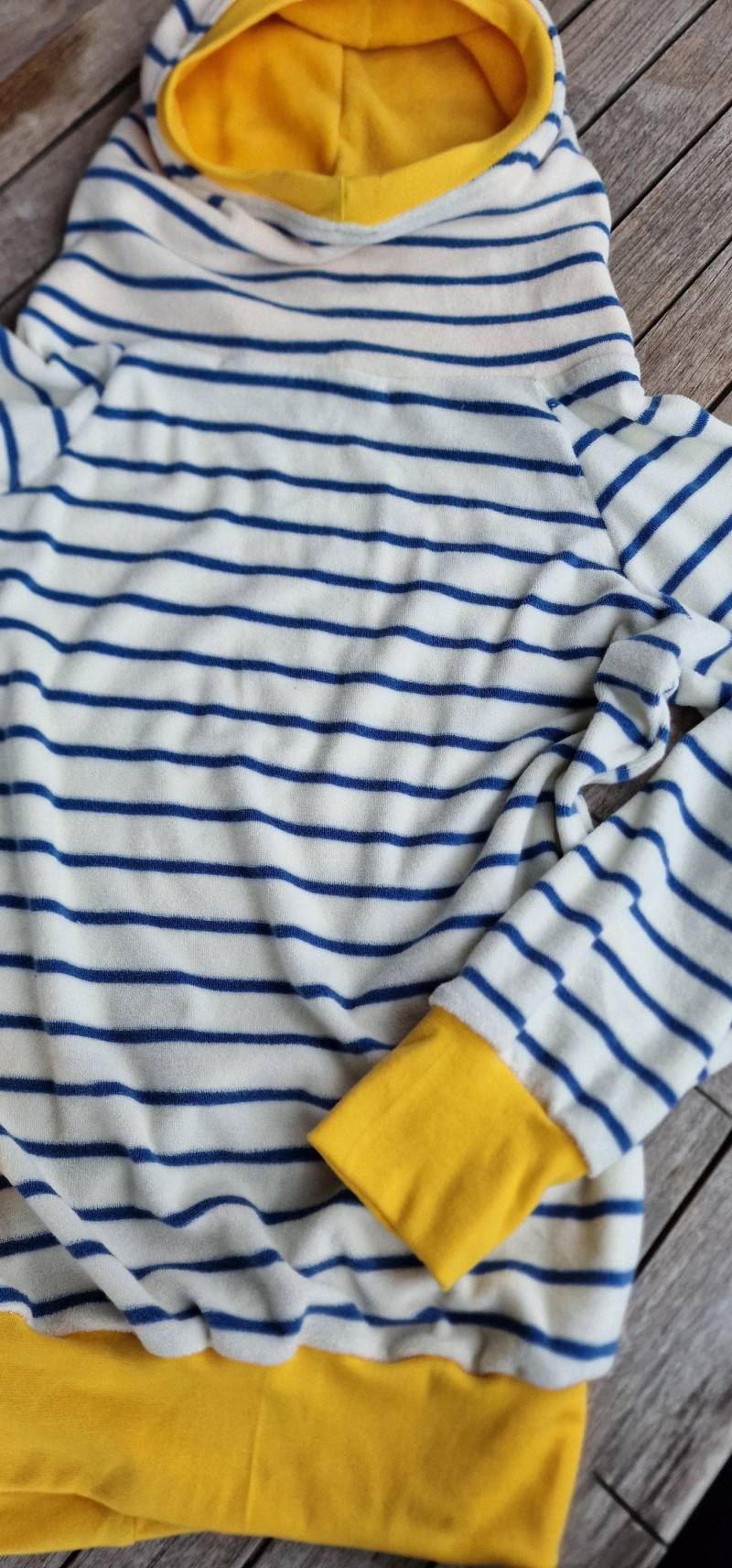 Lt Surfwear Hoodie Retro Streifen Blau Weiß Liebe Pullover Kapuzenpullover Für Damen Sweater Sweatshirt Pulli Lässig von LinasTraumwerkstatt