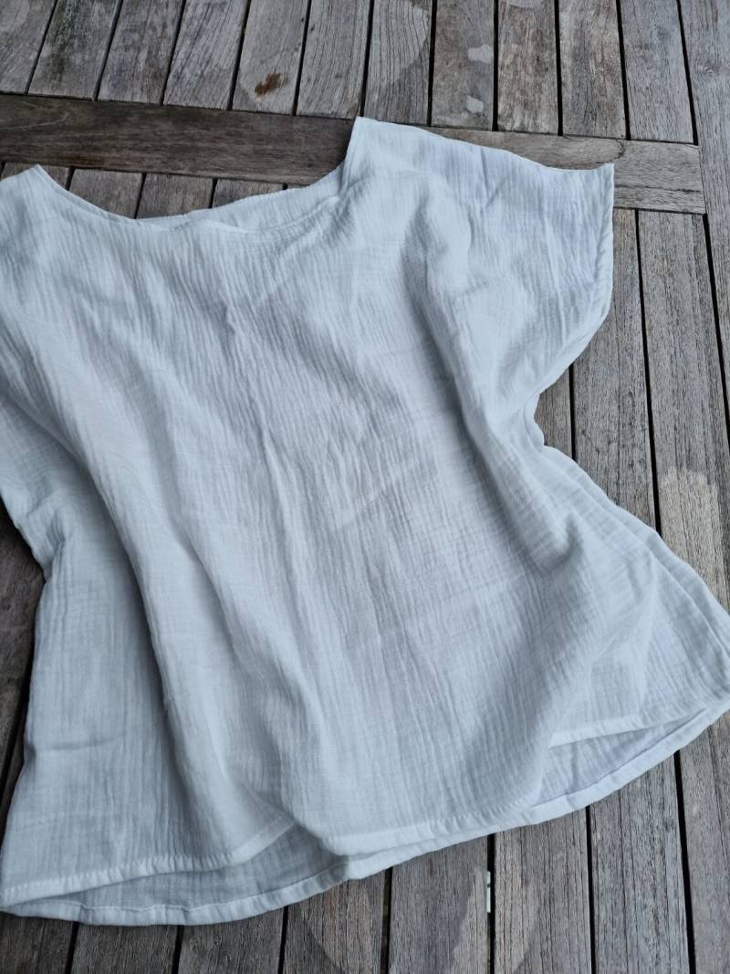 Musselinbluse Sommerbluse Boxy Oberteil Kurzarm Damen Bluse Sommertunika Tunika Musselintunika Aus Musselin Kurze Für von LinasTraumwerkstatt