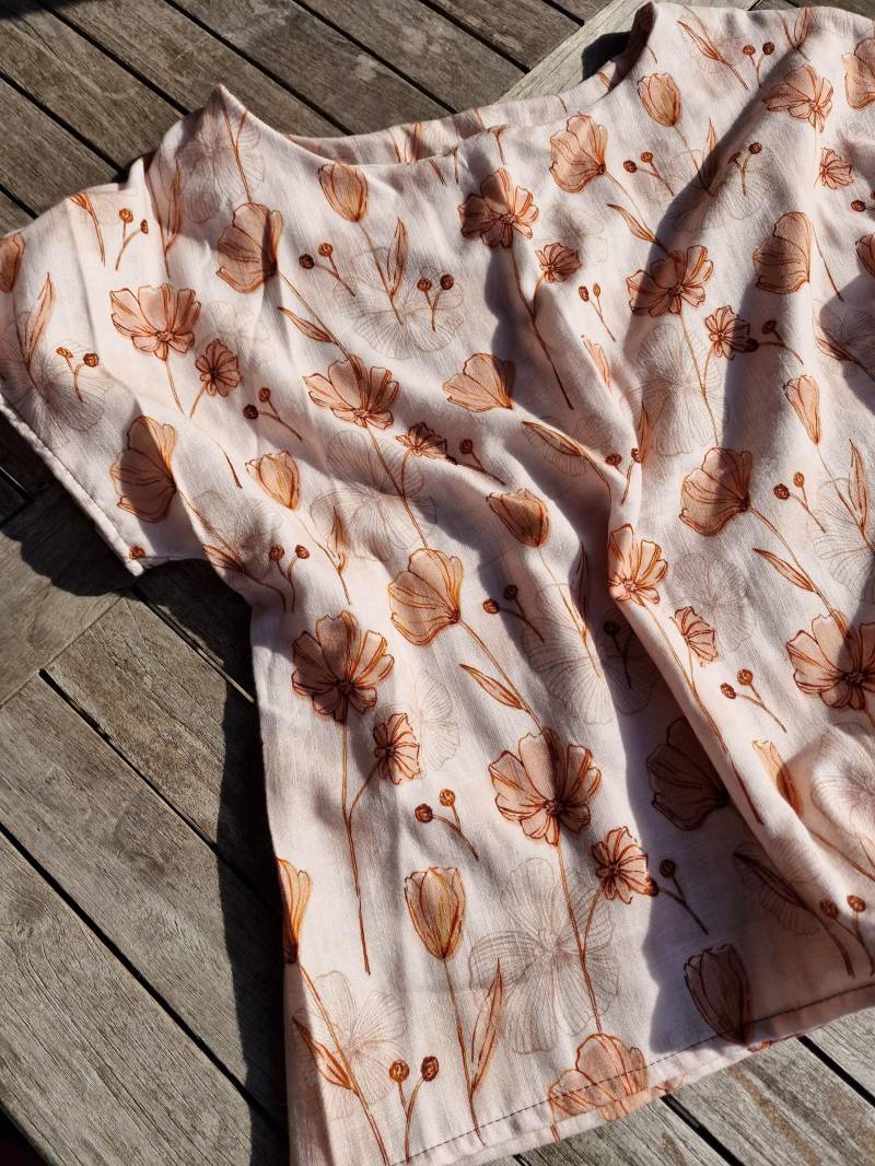 Musselinbluse Sommerbluse Boxy Oberteil Kurzarm Damen Bluse Sommertunika Tunika Musselintunika Aus Musselin Kurze Für von LinasTraumwerkstatt