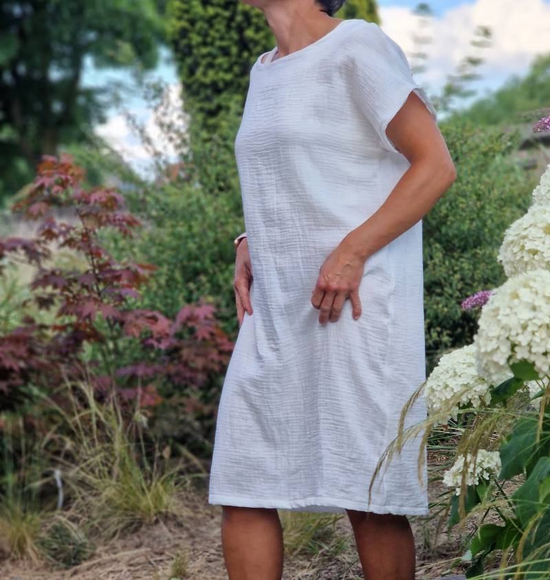 Musselinkleid Sommerkleid Boxy Kleid Kurzarm Damen Sommertunika Tunika Musselintunika Aus Musselin Kurzes Für Kastig von LinasTraumwerkstatt