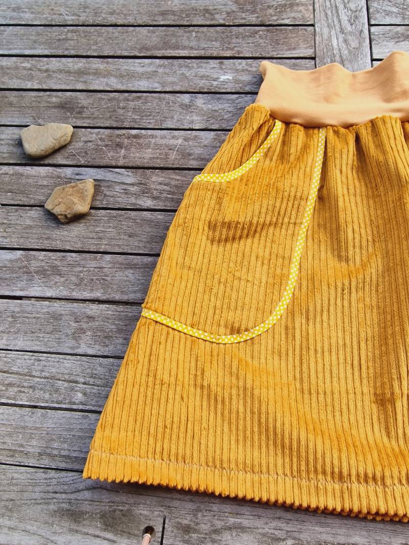 Rock Cord Hüftrock Retro New Collection No 9 Cordrock Für Damen Damenrock Strech Bequemer Senf Gelb von LinasTraumwerkstatt