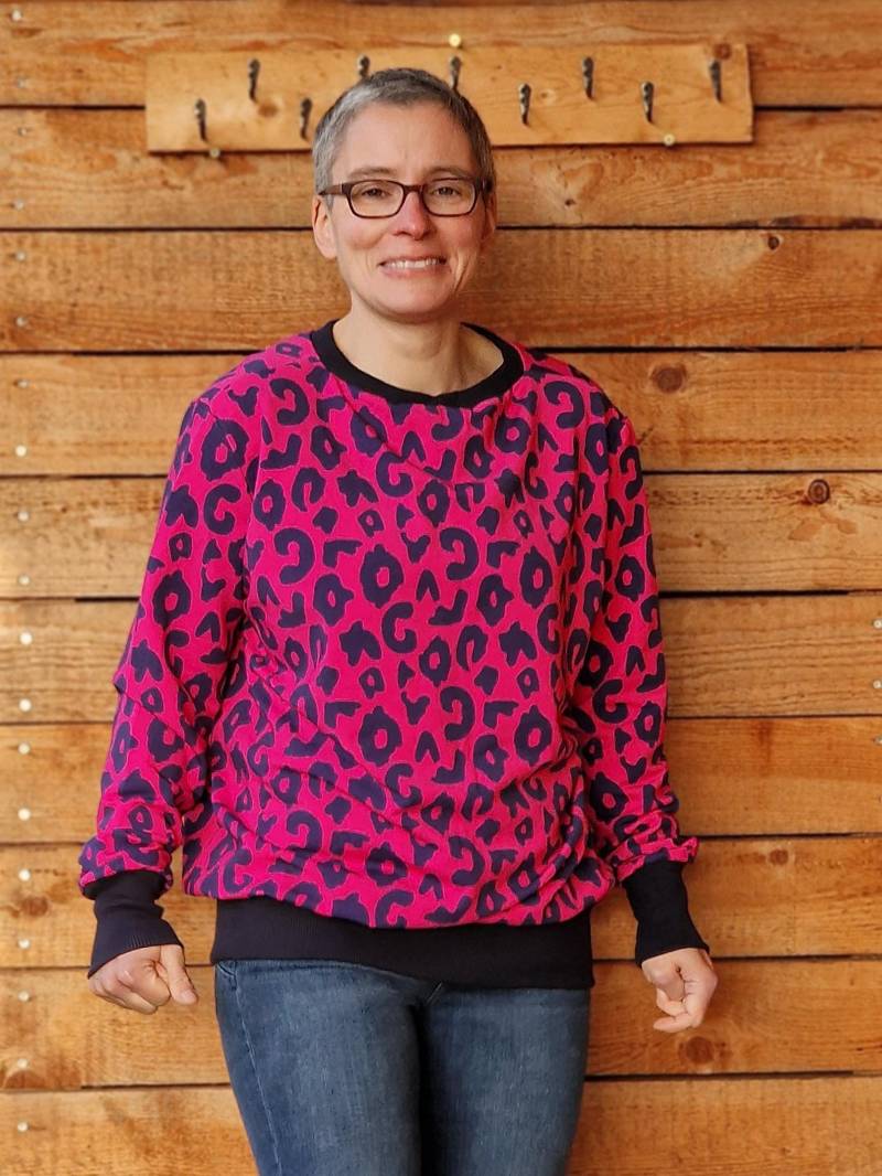 Sweatshirt Oversized Pulli Stella Leo Shirt Für Damen Damenshirt Mit Langem Arm Gepunktet , Boho, Damenpullover Sweater Pink Blau von LinasTraumwerkstatt