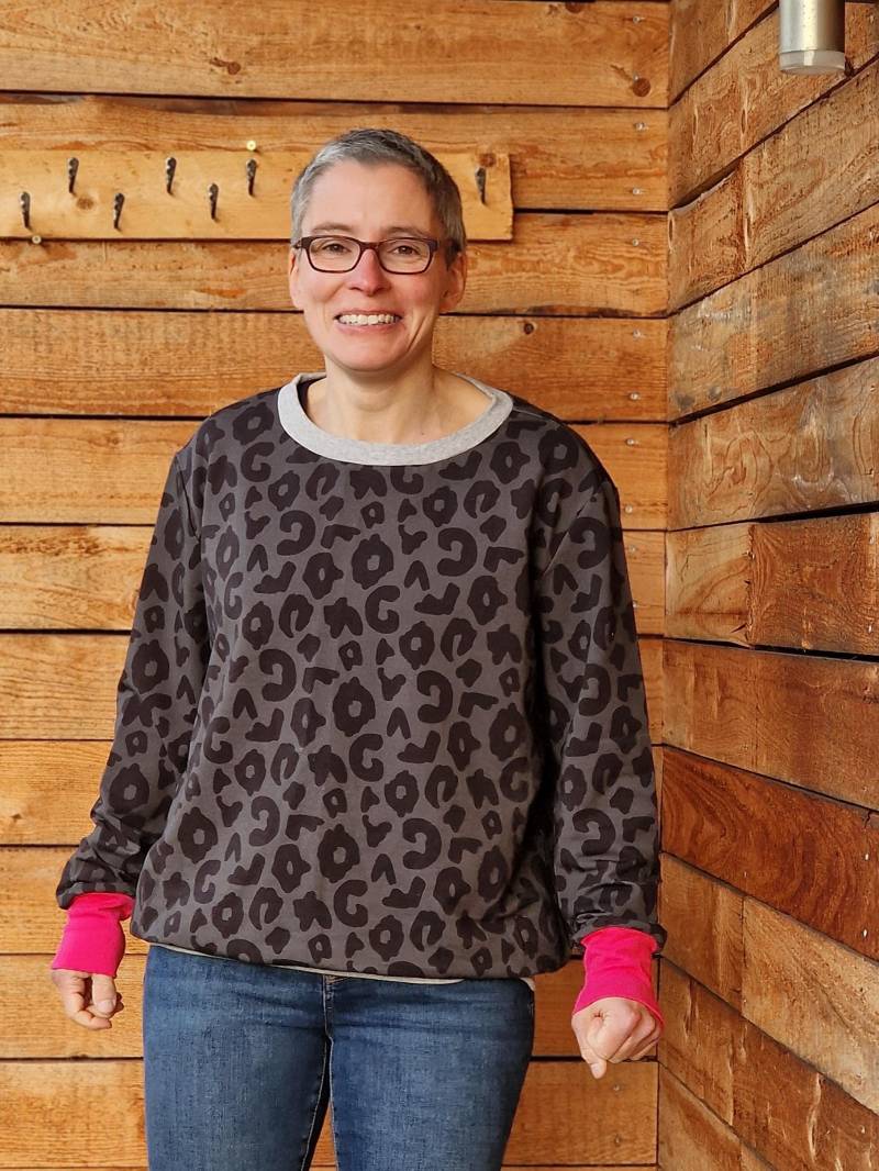 Sweatshirt Oversized Pulli Stella Leo Shirt Für Damen Damenshirt Mit Langem Arm Gepunktet , Boho, Damenpullover Sweater Pink Blau von LinasTraumwerkstatt