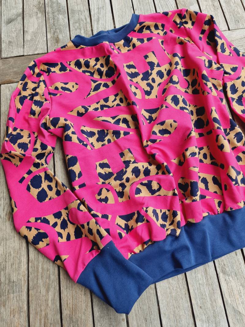 Sweatshirt Oversized Pulli Stella Pink Blau , Shirt Für Damen Damenshirt Mit Langem Arm Gepunktet Boho, Damenpullover Sweater Leo von LinasTraumwerkstatt