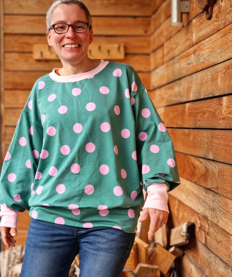 Sweatshirt Oversized Pulli Stella Retro Punkte , Shirt Für Damen Damenshirt Mit Langem Arm Gepunktet Boho, Damenpullover, Sweater von LinasTraumwerkstatt