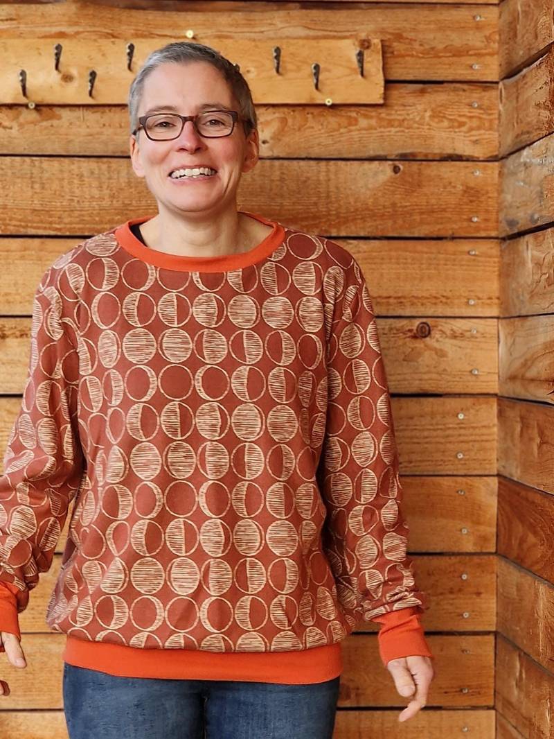 Sweatshirt Oversized Pulli Stella Rost Shirt Für Damen Damenshirt Mit Langem Arm Gepunktet , Boho, Damenpullover Sweater Retro Kreise von LinasTraumwerkstatt