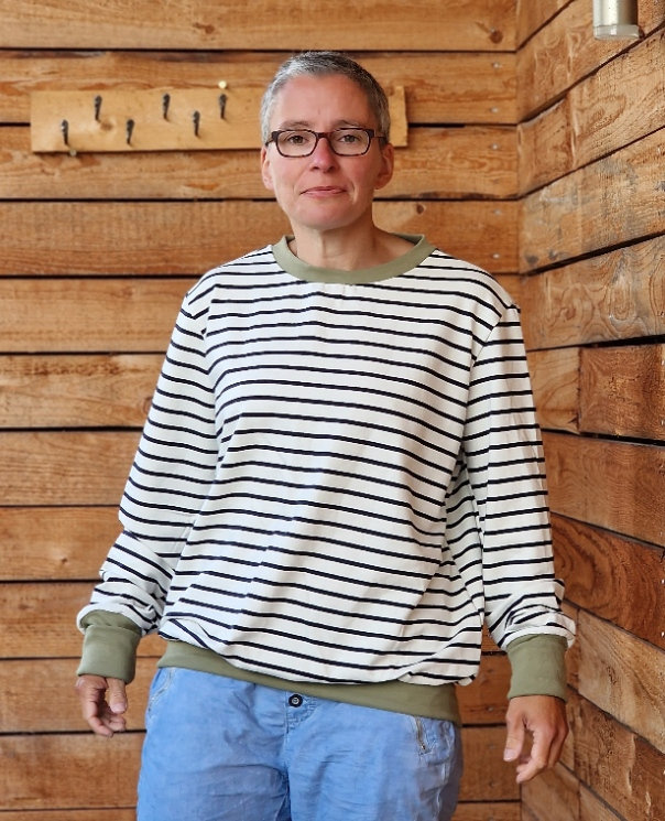 Sweatshirt Oversized Pulli Stella Streifen , Shirt Für Damen Damenshirt Mit Langem Arm Boho, Damenpullover Sweater Maritim von LinasTraumwerkstatt